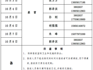 淮北师范大学（滨湖校区）后勤服务与管理处2017年中秋、国庆假期值班表